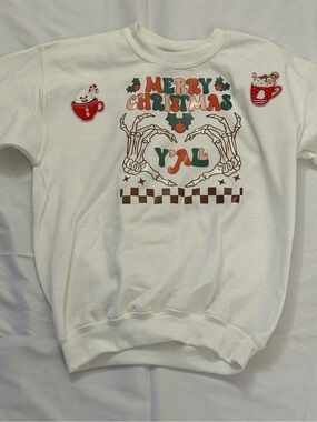Kids White 'Merry Christmas Y'all' Graphic Sweatshirt